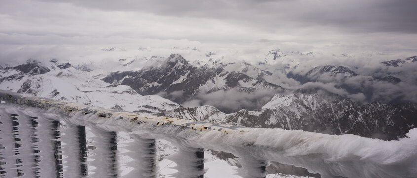 Another onset of winter in May, panorama from the summit station of the Nebelhorn, 2224m, to H&ouml;fats, 2259m, Allg&auml;u Alps, Allg&auml;u, Bavaria, Germany