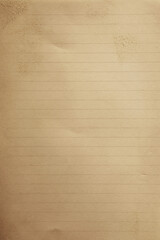 Old yellowed school notebook paper with brown stains