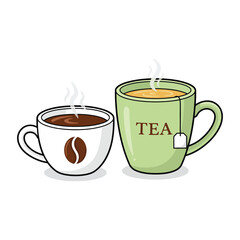 Obraz premium Coffee Cup and Tea Mug Vector Illustration, Hot Beverage Concept