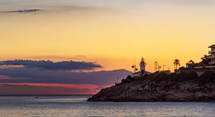 Sunrise at the Cullera lighthouse (Valencia, Spain)	