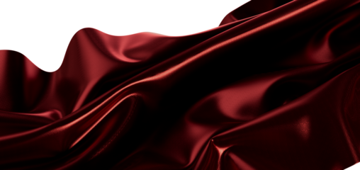Luxurious burgundy satin cloth background. Smooth and shiny fabric with gentle folds creating beauti