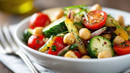 Fresh vegetable salad served in a bowl with colorful ingredients