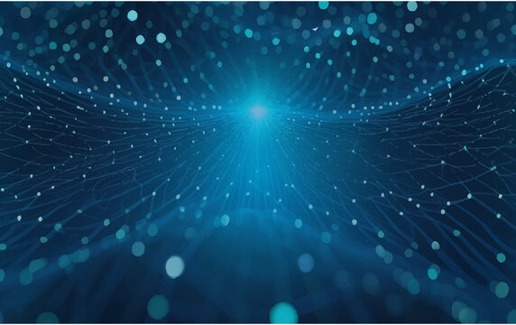 A vibrant abstract blue space background features a bright star burst and glowing energy patterns with shiny laser lights for a magic technology wallpaper illustration