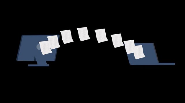 Email Communication Network Animation for Corporate Team Collaboration. 2d animation video clip 4k size with alpha channel