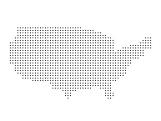 Abstract USA or United States of America Map with dot Pixel Spot 