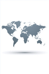 Minimalistic blue world map silhouette on white background