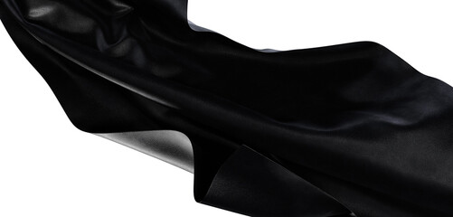 Black textile fabric detail, elegant and smooth. Perfect for backgrounds and artistic projects. Modern graphic elements.