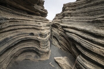 Volcanic fissure, Las Grietas, Lanzarote, Canary Islands, Spain