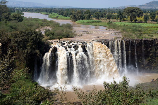 Ethiopia's Blue Nile Falls on a cloudy winter day