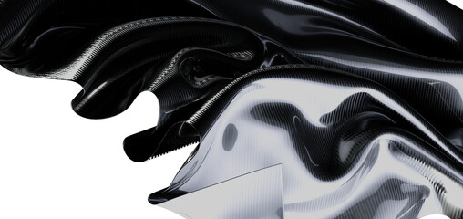 Abstract carbon fiber texture in black and white flowing across the frame, a modern and futuristic design on a white bac