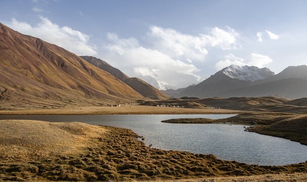 Lake, Lenin Peak, Pamir Mountains, Osh Province, Kyrgyzstan