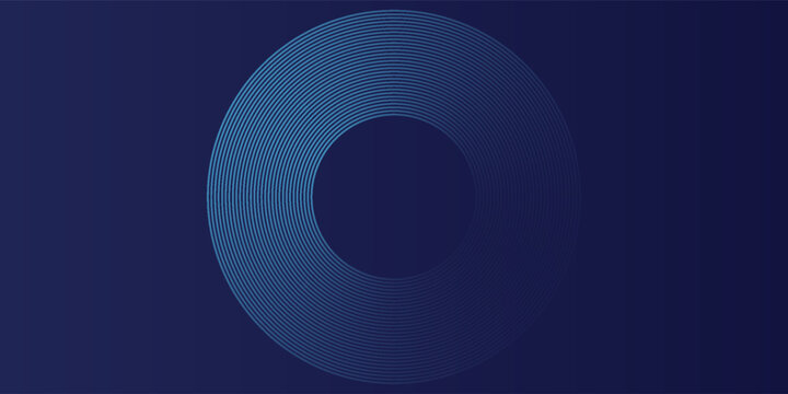 Abstract blue glowing geometric lines on dark blue background. Modern shiny blue circle lines pattern. Futuristic technology concept. Suit for cover, poster, banner eps 10.