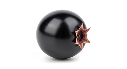 Single Ripe Blackcurrant Berry on White Background