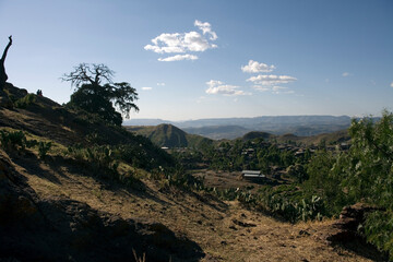 Ethiopia landscape on a cloudy winter day.