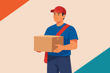 Delivery courier carrying parcel box for doorstep shipping