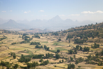 Ethiopia landscape on a cloudy winter day.