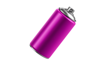 Can of spray paint is shown in a purple color