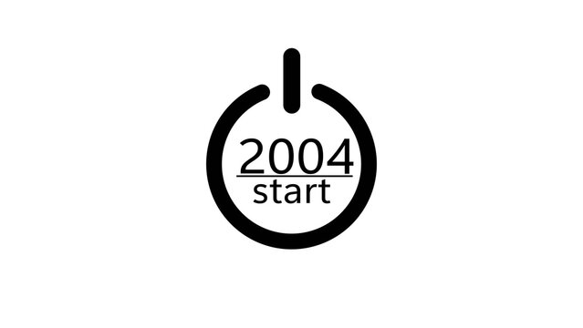New year power button icon illustration. Power On Off Button. 2004 start power button symbol.