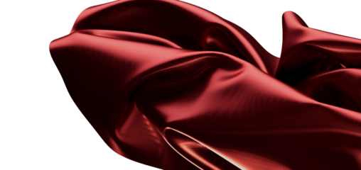 Close-up of a flowing red silk fabric. Showcasing the texture, sheen, and drape of the material. Ide