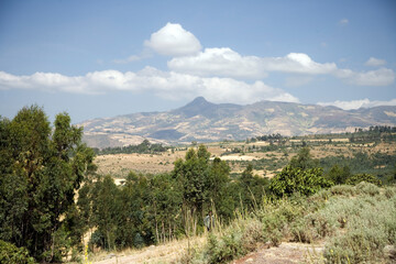 Ethiopia landscape on a cloudy winter day.