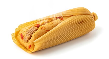 Steaming Pork Tamale with Corn Husk Wrapper