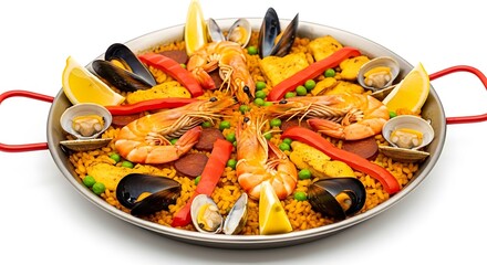 Traditional Spanish Seafood Paella with Chicken and Chorizo