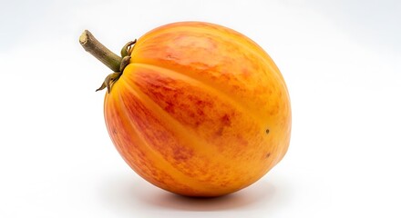Vibrant Orange Striped Fruit Isolated on White Background
