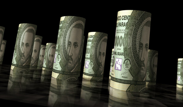 Paraguay 100000 guarani money banknotes pack 3d illustration