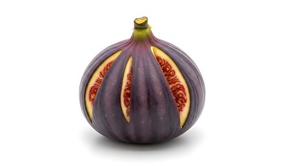 Whole and Sliced Fig Fruit on White Background