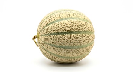 Whole Cantaloupe Melon on White Background