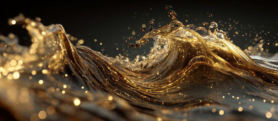 crude oil or engine splash with waves luxury