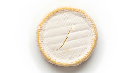 Whole Camembert Cheese Wheel on White Background