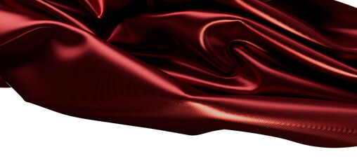 Close up of flowing red satin fabric, perfect for backgrounds, texture, and luxurious designs. Silk-
