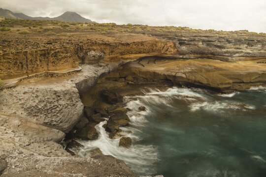 Coast, lava rock, El Puertito, west coast, Tenerife, Canary Islands, Spain