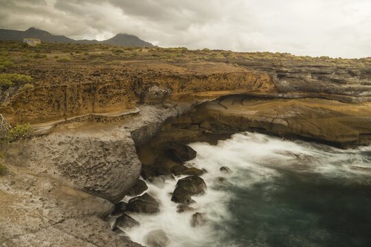 Coast, lava rock, El Puertito, west coast, Tenerife, Canary Islands, Spain