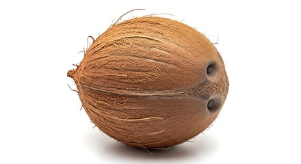 Whole Coconut Fruit Isolated on White Background