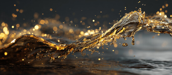 crude oil or engine splash with waves luxury