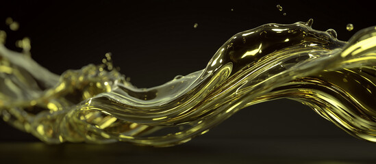 crude oil or engine splash with waves luxury