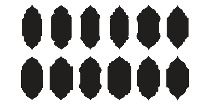 Set of islamic shape illustration design blank islamic shape template vector. Islamic vector shape of a window or door arch. Arab frame set. Ramadan kareem