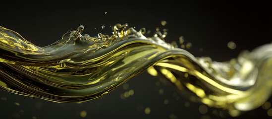 crude oil or engine splash with waves luxury