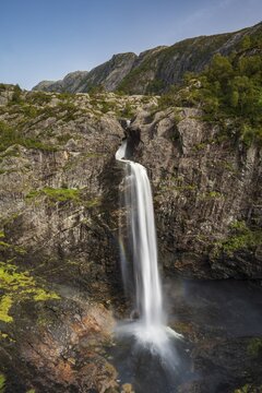 M&aring;nafossen waterfall, River M&aring;n, Rogaland, Norway