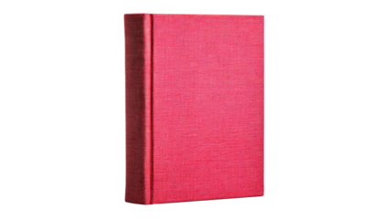 Red textured hardcover book standing upright isolated on white background