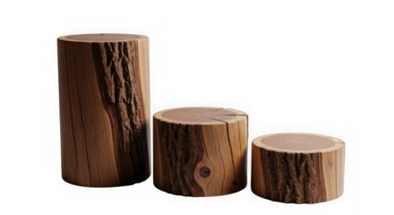 Wooden stumps isolated on transparent background isolated on white background