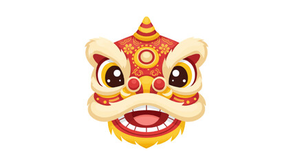 Chinese New Year lion dance head and traditional oriental cultural icons © Yati