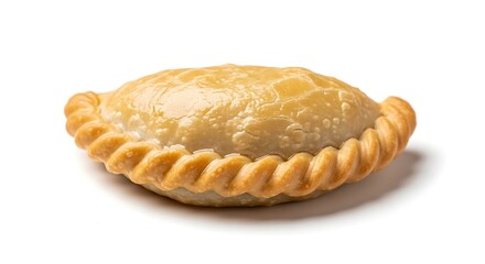 Freshly Baked Golden Empanada or Pastel on White Background
