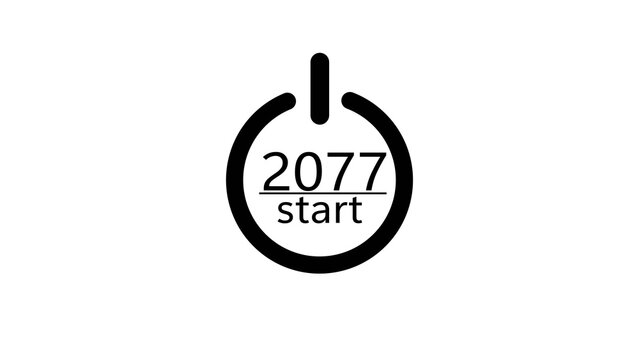 New year power button icon illustration. Power On Off Button. 2077 start power button symbol.