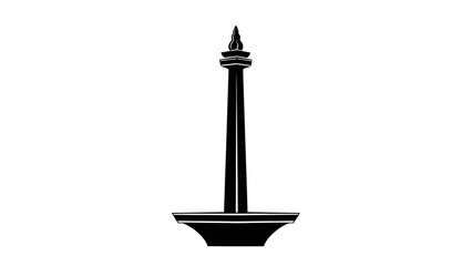 Fototapeta premium Monumen Nasional Indonesian National Monument Silhouette Icon.