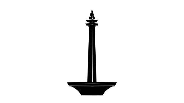 Monumen Nasional Indonesian National Monument Silhouette Icon.