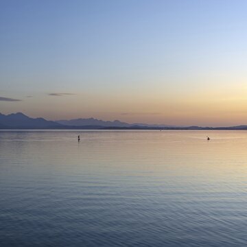 Sunset, near Chieming, Chiemsee, Chiemgau, Bavaria, Germany