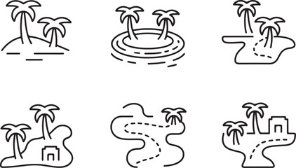 Woodland Stream Icons. Set of Winding Waterways, Nature Trails, and Ecosystem Mapping